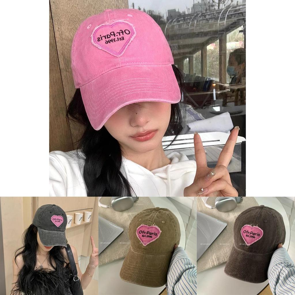 Stylish Pink Heart Baseball Cap For Women With Curved Brim And Adjustable Fit