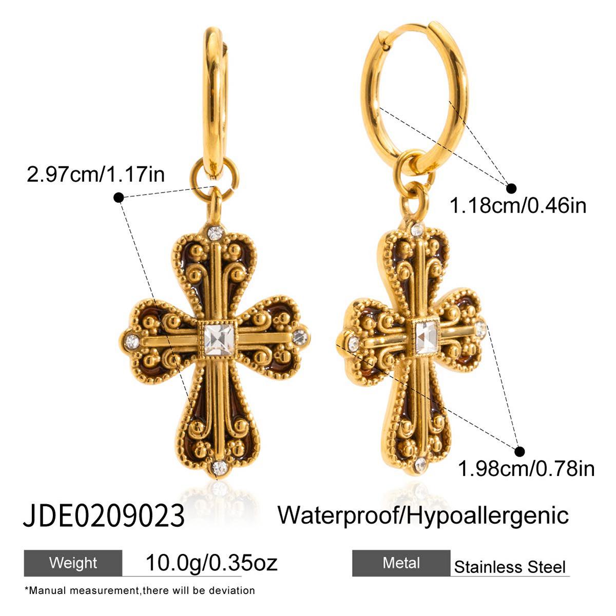 

Hot-selling cross earrings retro medieval fashion non-fading earrings