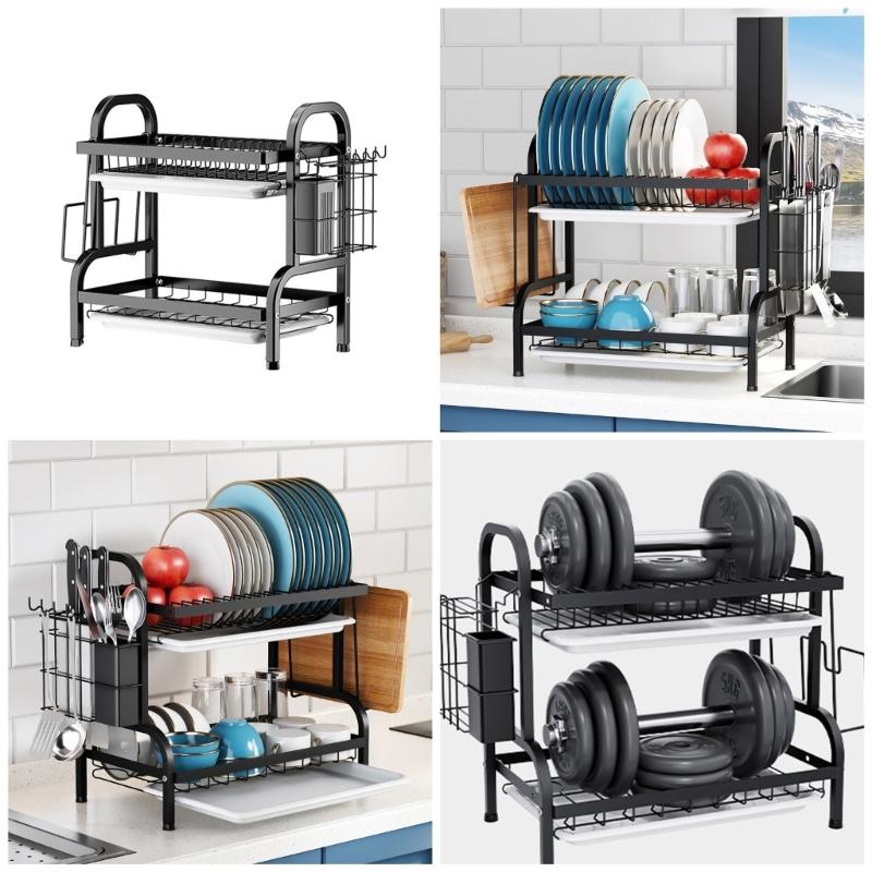 Versatile Dishes and Cutlery Organizers for Countertops Sturdy Iron Rack Art Constructions Stylish Storage Solution