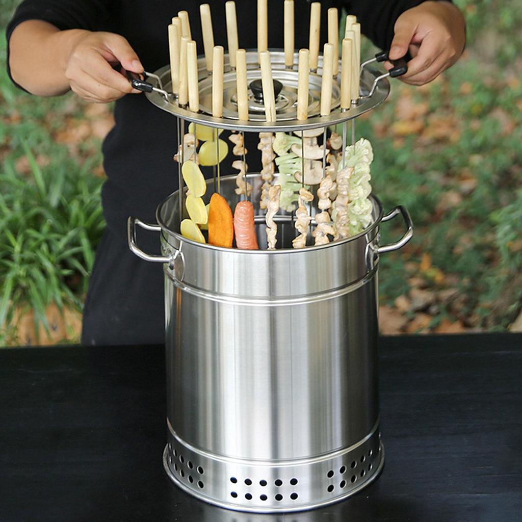 BBQ Grill Bucket Uniform Heat Smokeless for Grilling Backpacking Camping