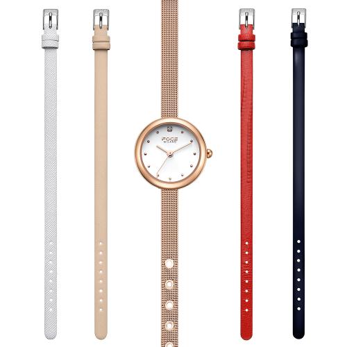 

[FOCE LADY] FOCE LADY Women s Mesh and Leather Band Wristwatch 5-Piece Set FM2013WRG-SET FM2013WRG-SET