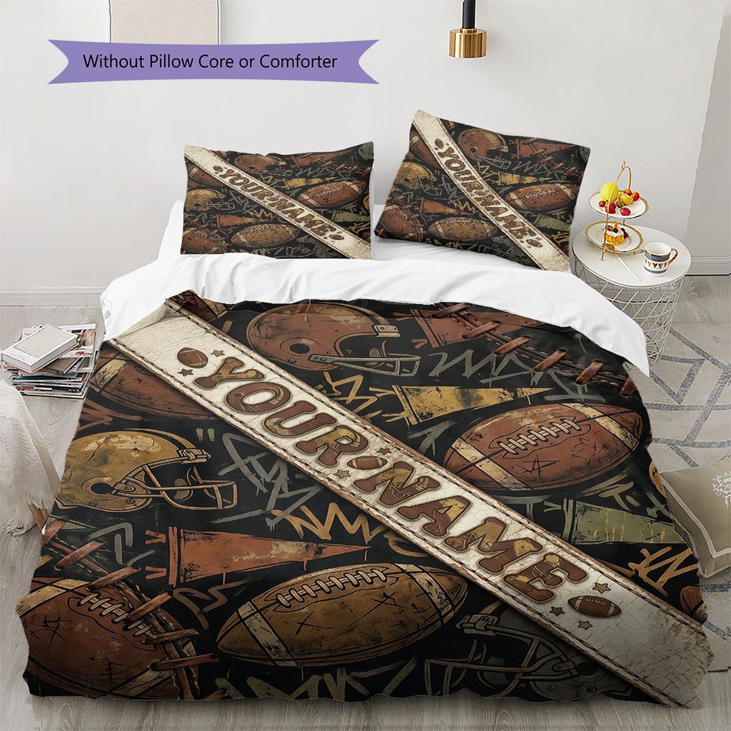 Custom Name,Vintage Sports Pattern Series Pattern Bedding Home Decoration Birthday Gift ( 1 duvet cover + 2 pillowcase, without core),fan merchandise.