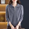 Women's Short Cardigan Sweater - 2025 Spring/Autumn Fashion, Loose Knitted Zipper Jacket for Moms