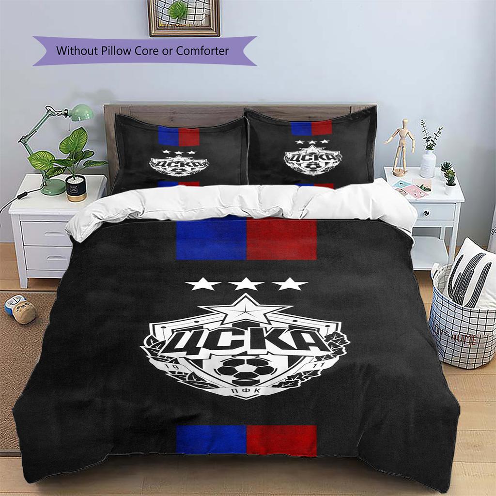 CSKA Moscow Pattern Bedding Set Quilt Cover Pillowcase Home Decor Gift (1 * duvet cover + 2 * pillowcase, without core)