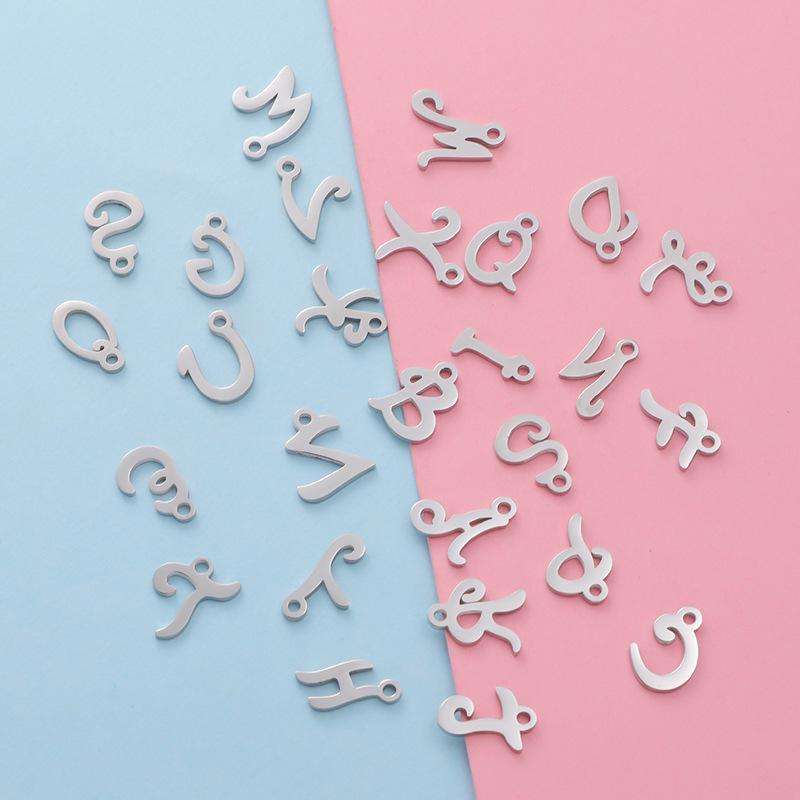 Mirror Polished Stainless Steel A-Z Letter Charms for DIY Jewelry