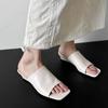 Slope Heel Open-toed Cool Slippers Women's 24 Summer Thick Heel Soft Square Head Fashion Wear Simple One-word Slippers