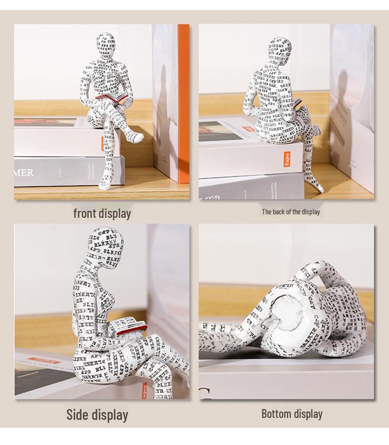 Reading Woman Resin Figurine - Creative Bookshelf and Home Study Decoration Ornament