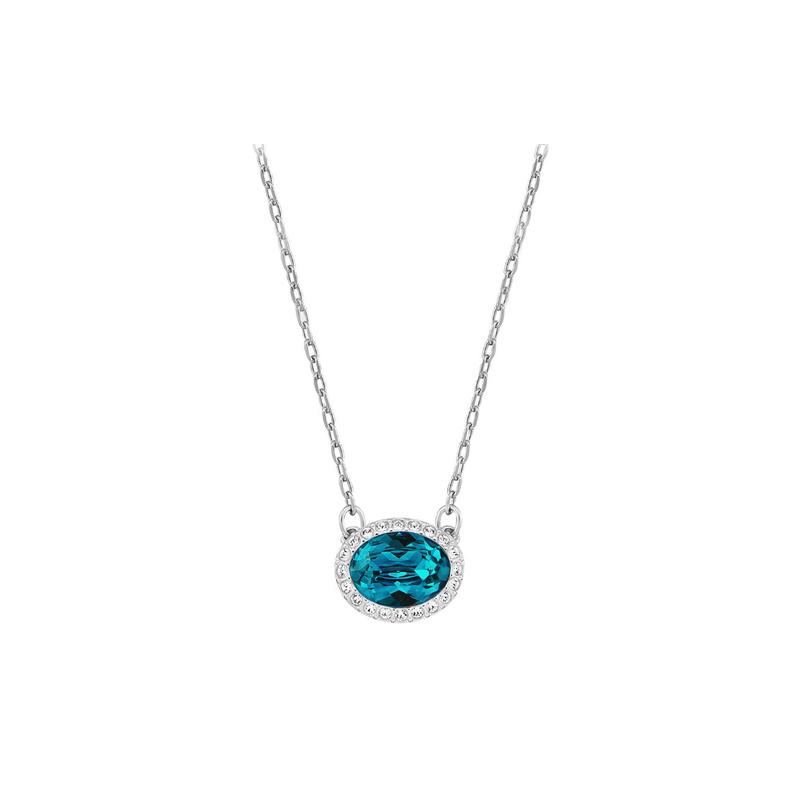Swarovski Simple oval blue crystal pendant necklace clavicle chain for women 5159175 синий