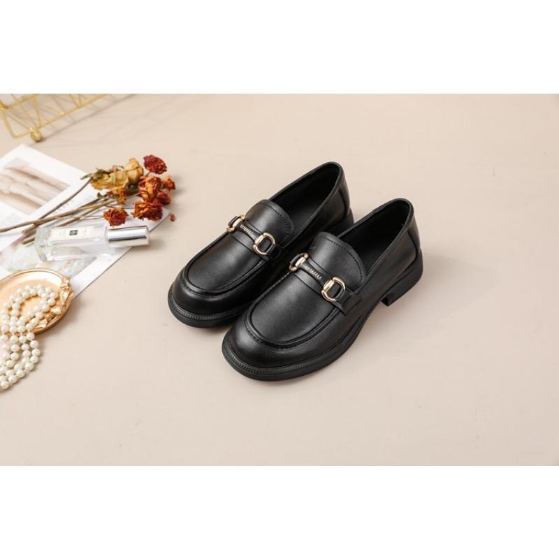 

Женские модные одинарные туфли из коровьей кожи на весну и осень, подошва из говяжьей жилы, низкий каблук, нескользящие, износостойкие, с круглым носком, модные, универсальные 40 чёрный