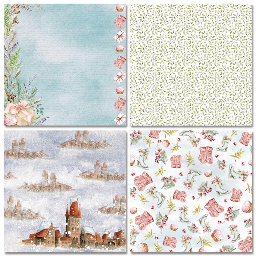 24 Sheets Christmas Snowman Deer Craft Paper Pads Cutting Dies Art Background Origami Scrapbooking Card Making