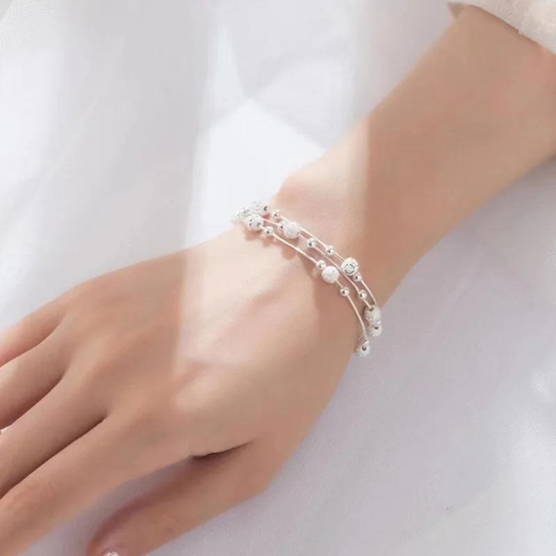 925 Silver Bracelet Vintage Adjustable Bead Bracelets for Women Luxury Fashion Jewelry Party Wedding Gift