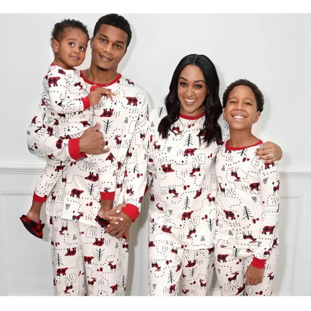 Christmas Tree & Bear Print Parent-Child Plaid Pajama Set