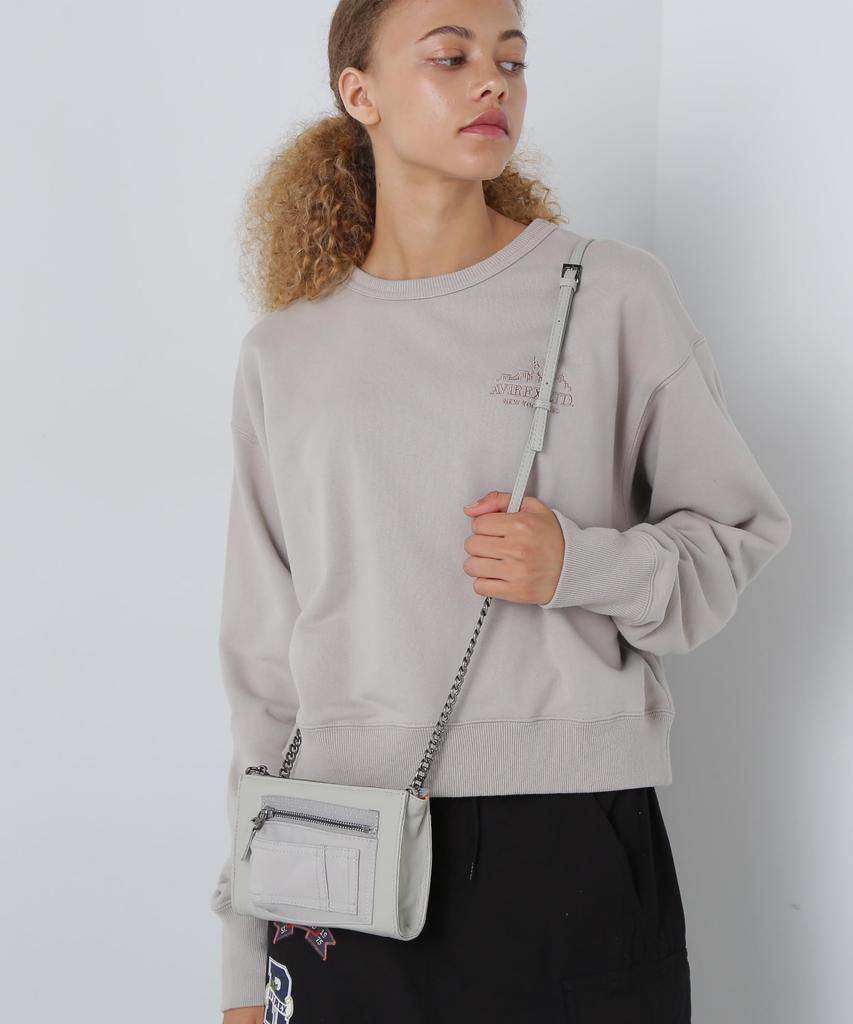 Avirex WEB&DEPOT Exclusive Leather Chain Shoulder Bag, Women's, F 020, Gray, 783-4976703