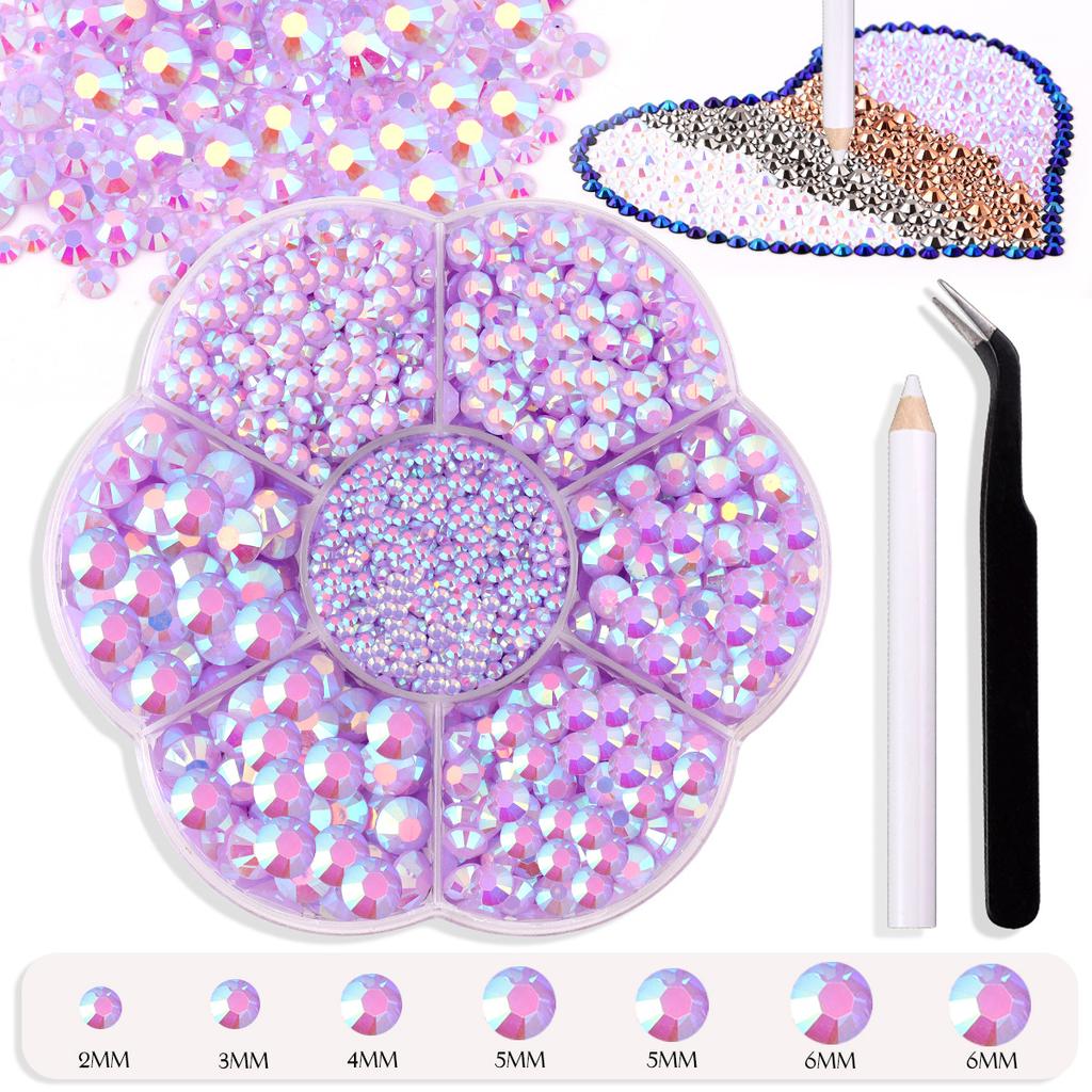 7 Grid Plum Blossom Boxed Resin Flat Bottom Nail Art Jewelry Jelly Diamond Violent Bear Ab Rhinestone Diy Clothing Diamond Sticker