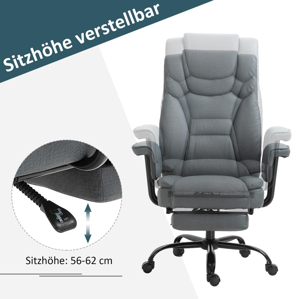 Office Chair Ergonomic Executive Chair 360 degrees Rotatable Computer Chair Height-Adjustable with Headrest and Padded Armrests with Footrest Faux