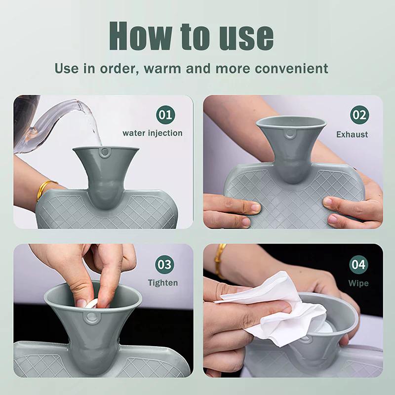 1000ML Hand Warmer Hot Water Bottle Injection Water Heating Reusable PVC Warm Kettle Warm Bed Hot Water Bag Girl Winter