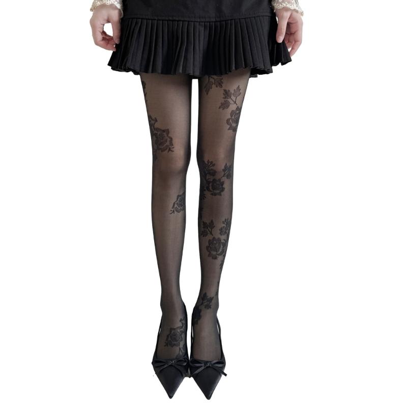 Women Lace Patterned Fishnet Tights High Waist Fishnets Leggings Net Stockings Pantyhose Thigh High Stockings Hosiery