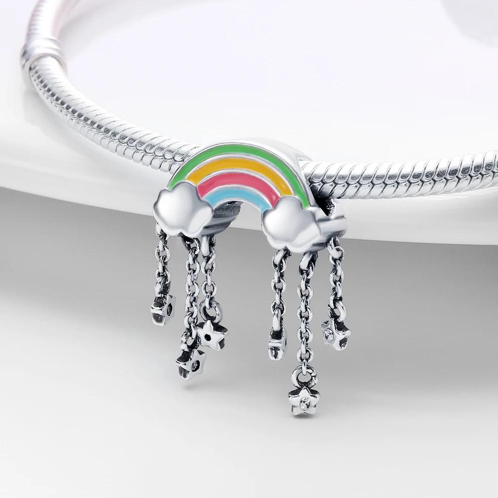 Charms Original Copper Plated Rainbow Tassel Beads Fit Bracelet Diy Fine Gift Women Delicate Jewelry Accessory