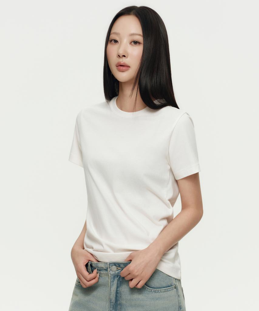 MUSINSA STANDARD WOMAN [Cooltandard] Women'S Basic Crew Neck T-Shirt [Cream]