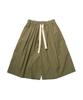 Cotton Bell Volume Pleated Shorts - Khaki