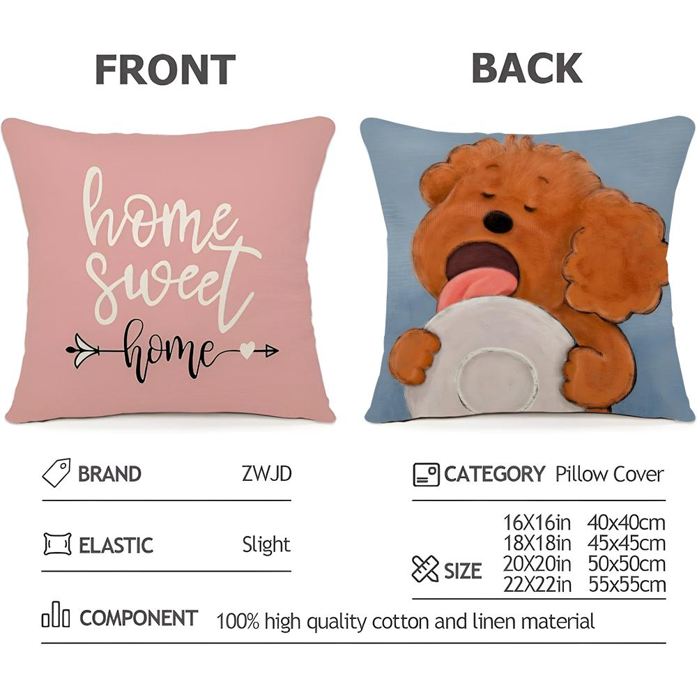 Puppy Life Cushion Cover Household Decoration Linen Sofa Cushion Cover: Skin-Friendly & Breathable With Invisible Zipper