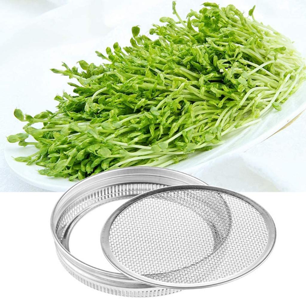 Stainless Steels Wide Mouth Mason Jar Germination Lid Rusts Proof Ventilated Sprouting Cover for Kitchen Gardening