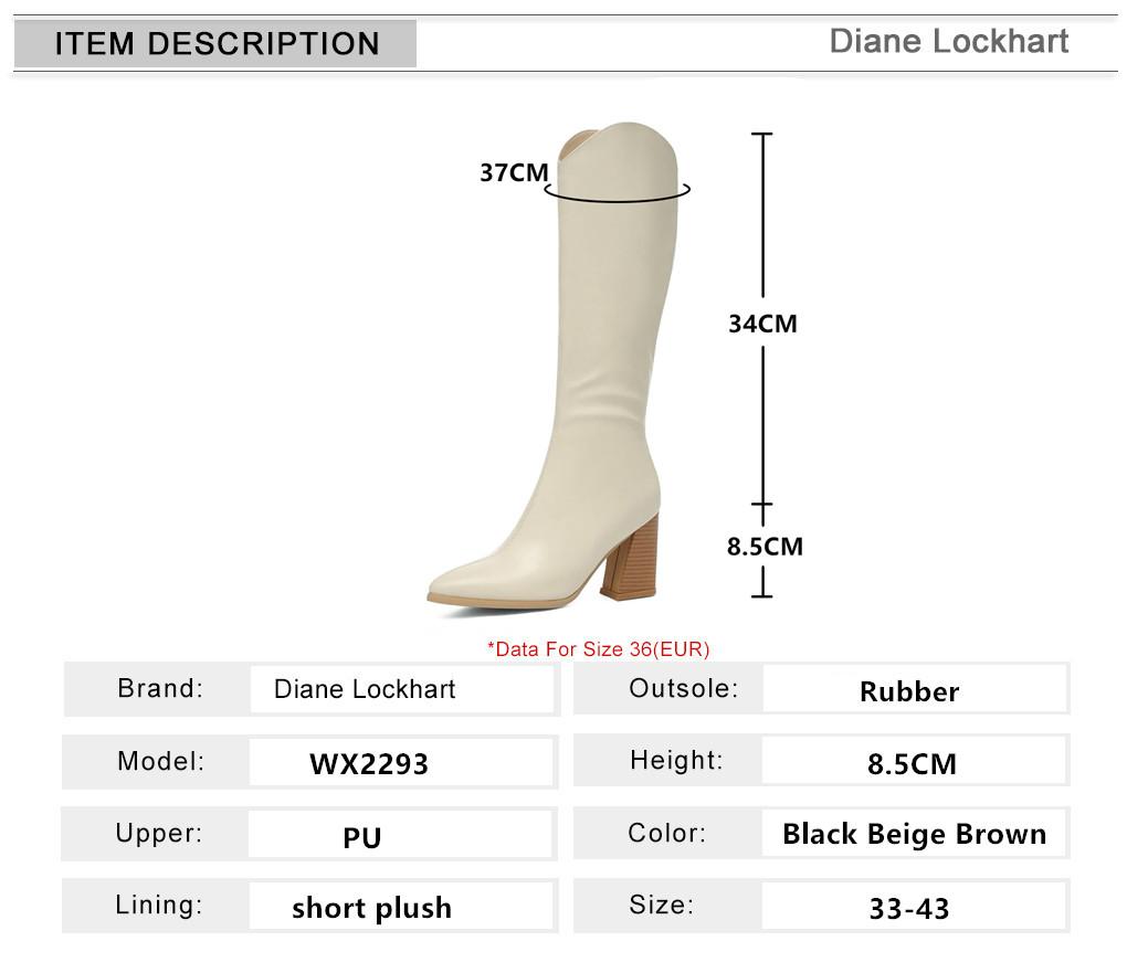 Ladies Boots Black Pointed Toe Shoes for Women Winter Long Slim fit Knee High Shaft Height Heel Footwear Quality  Spring