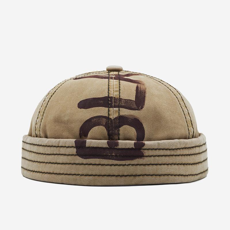 Letter Printing Docker Cap Without Visor Adjustable Brimless Caps Vintage Beanie Hat Retro Cotton Street Cool New Style Hip Hop