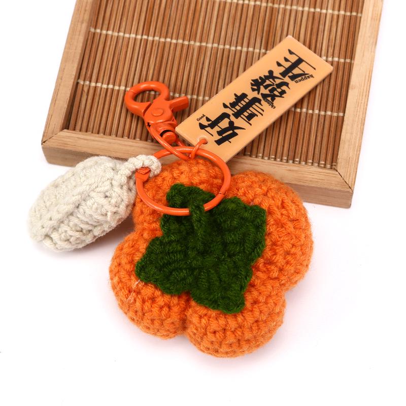 Wool Knit Keychain with Persimmon and Peanut Pendants - Souvenir Gift Box Accessories