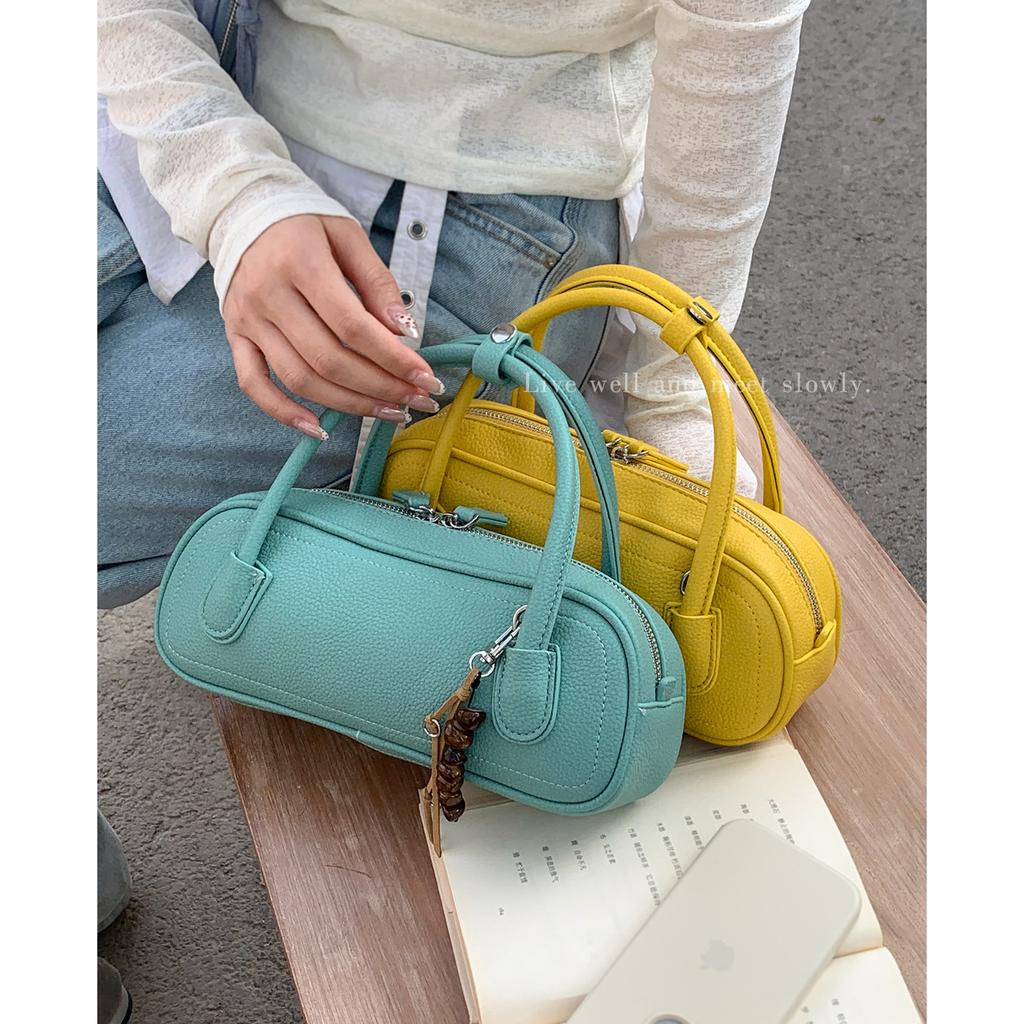 Summer Macaron Color Hand-held Bowling Bag, Stylish and Simple Commuter Bag, Cross-body Small Square Bag