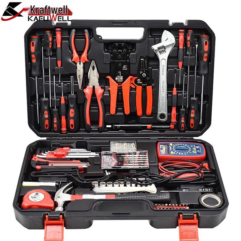 Kraftwelle 138-Piece Electrician & Communication Repair Tool Kit with Multimeter H2923A 138-piece Set