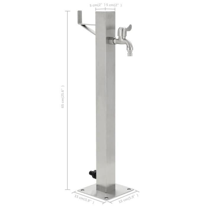 VidaXL Colonne à eau de jardin carrée Acier inoxydable 65 cm 45454
