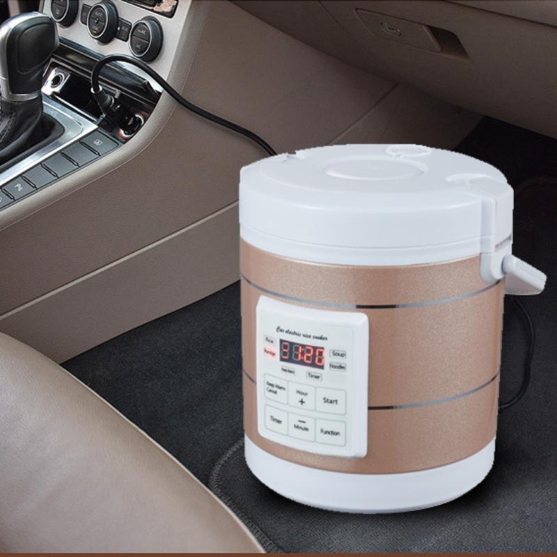 Mini Elektrisk Riskoker Intelligent Husholdningskjøkkenkoker 12-24V Personer Liten Matvarmer Steamer 1.6L Multikoker Steamer
