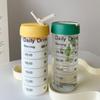 Alarm Clock Sports Water Bottle Large Capacity Outdoor Glass Straw Cup  Primary School Students