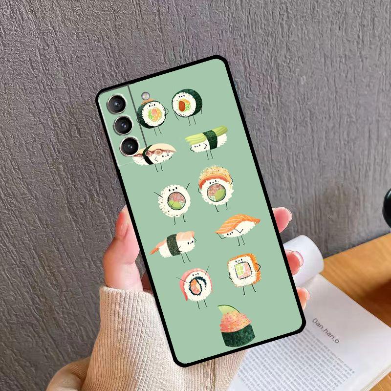 Kawaii Sushi Crowd Phone Case For Samsung Galaxy S24 Ultra S20 S21 S22 S23 S25 Plus S9 S10 S24 S25 FE Cover