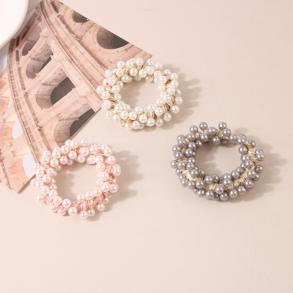 1 PC. Sweet INS Style Rose Pearl Ponytail Hair Band. Female High Elastic Rubber Band Hair Rope. Hair Accessories.