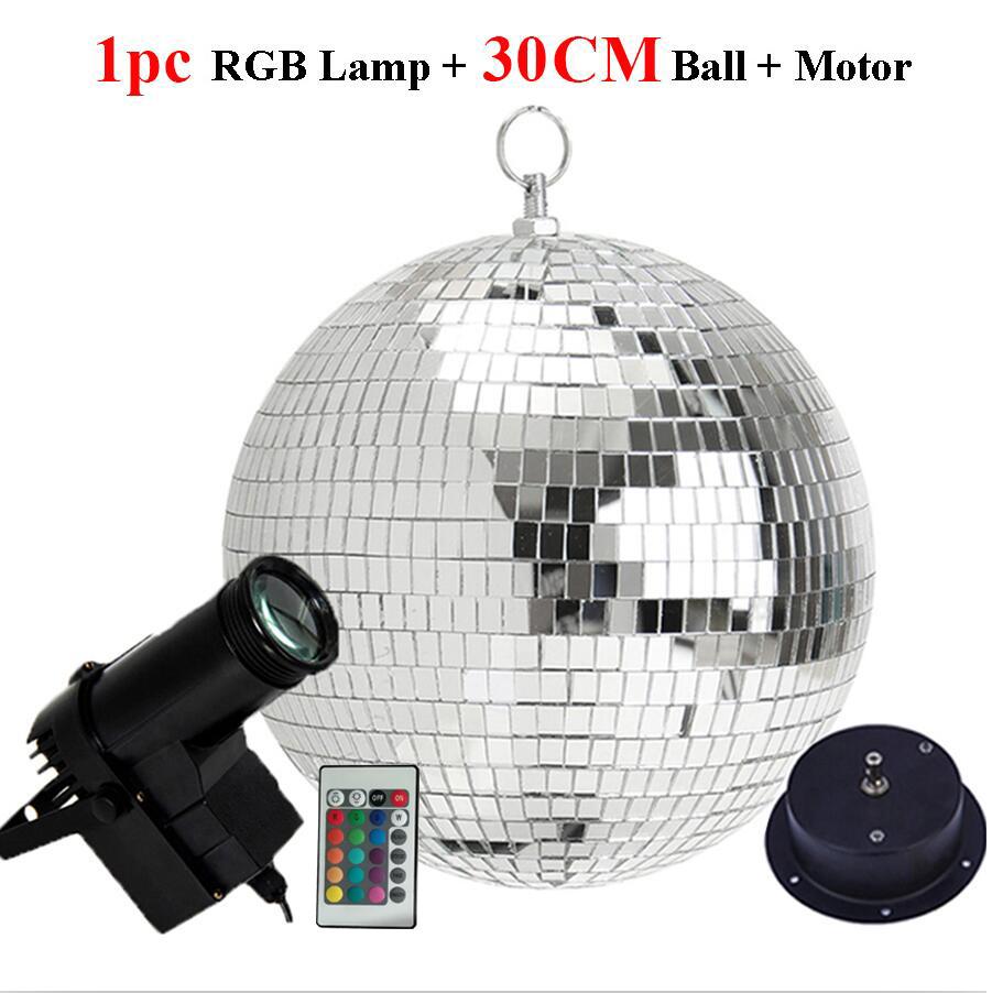 Disco Ball with Motor 8/10/12" Hanging Mirror Ball Rotating Motor with RGB Pinspot Lamps for Club Disco Party Wedding Decor