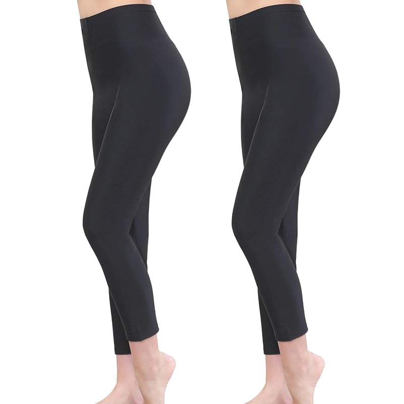 

Chica Hurra black 10 minute length 2 pieces set L-XL ladies made in Japan cotton blend cotton woman leggings pants spats stretch elasticity breathable