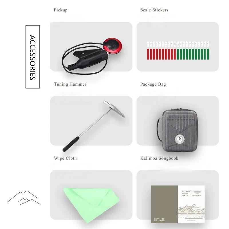 Kalimba Arc Design 21 Key Portable Thumb Piano Professional Kalimbas Beginner Music Keyboard Musical Instrument With Accessorie