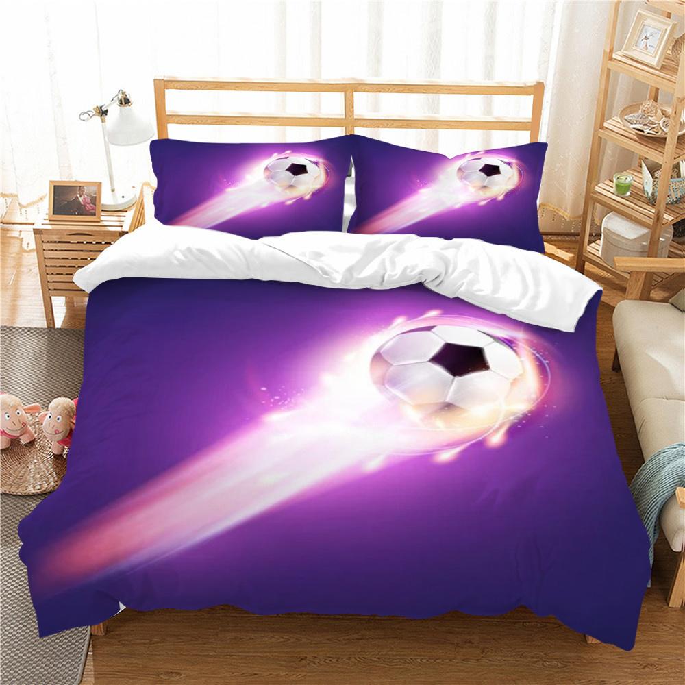 Garnitur Poszewek na Pościel z Nadrukiem 3D Piłki Nożnej Domowa Pościel Queen King Size Chłopiec Mężczyzna Nastolatek Dzieci Luksusowy Zestaw Poszewek na Kołdrę