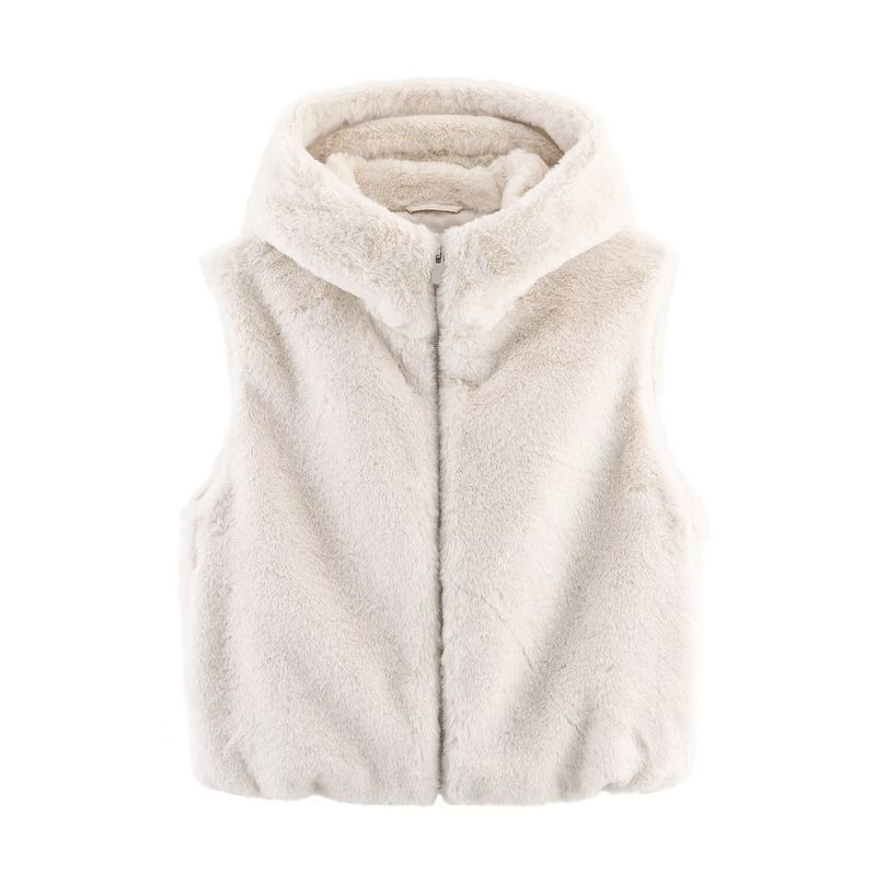 Za Autumn and Winter New Arrivals Women's Clothing Zr European and American Style Fashionable Hooded Faux Fur Effect Vest 6318800