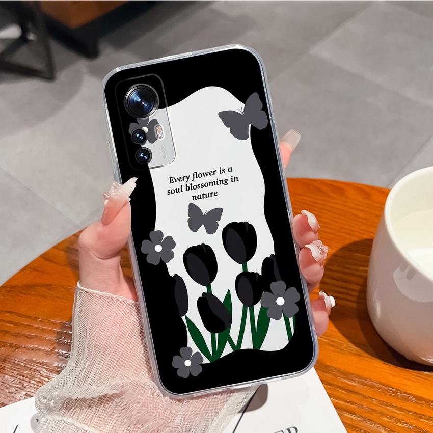Transparente stoßfeste Handyhülle für Xiaomi Black Shark 1 2 4 5 3 Pro 15T 12 12S 12X 13 12T Schöner Blumen-Displayschutz Weiche Hülle für Xiaomi Gehäuse