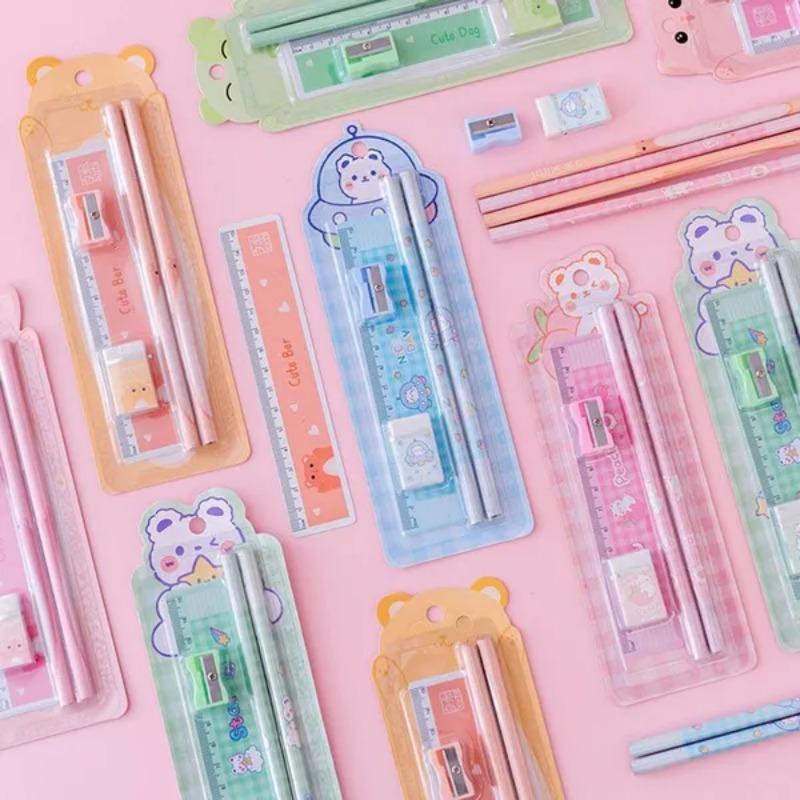 Schreibset Schüler Bleistift Radiergummi Bleistiftspitzer Lineal Schüler Schreibset