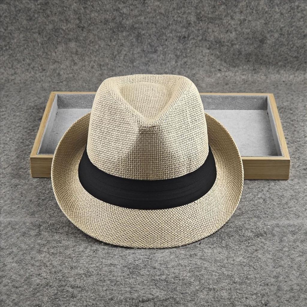 stiff and stylish grass top hat British style jazz hat big head circumference men's hat summer sun protection shade couple hat