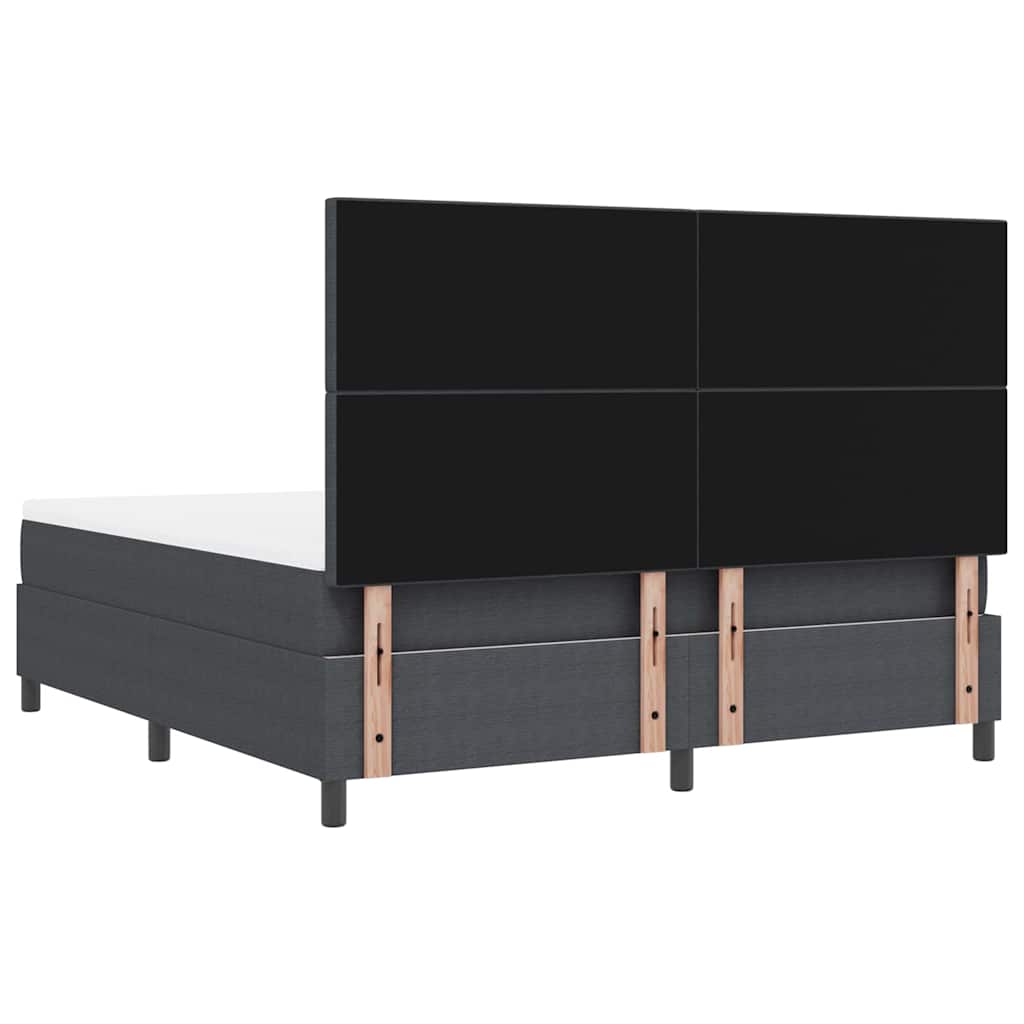 LED Box Spring Bed in Dark Grey and White 180 x 200 cm Cord Fabric