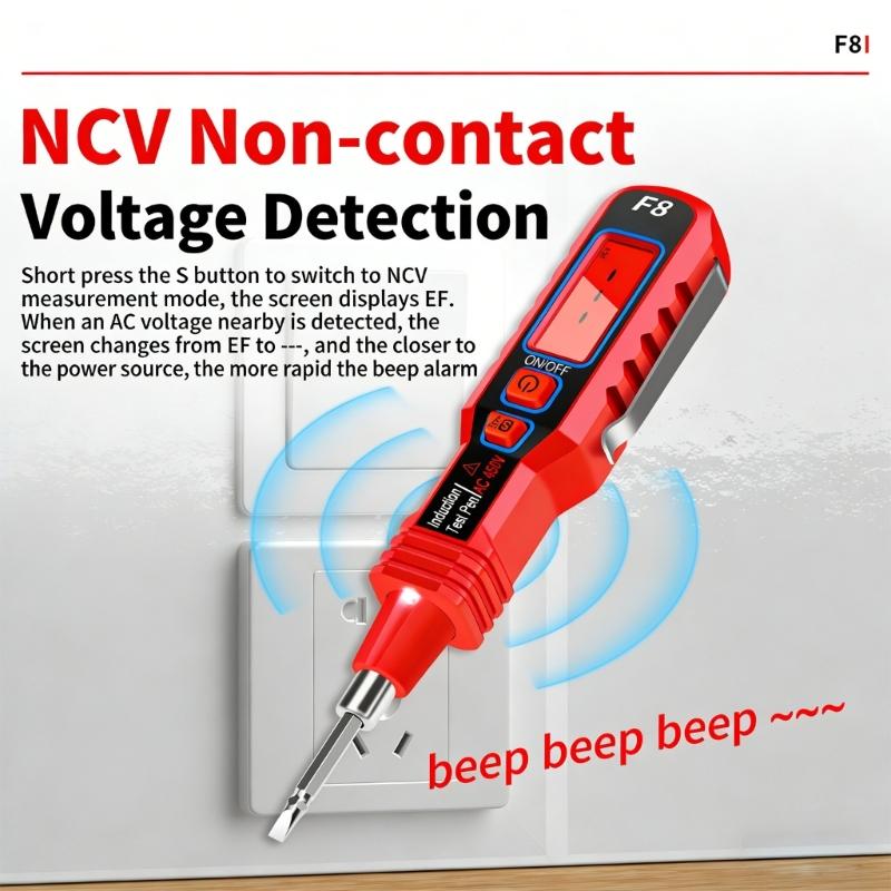 Professional Voltages Detector Pen With Flashlight Visual And Audible Alerts For Quick Wire Testing In Dark Environment
