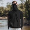 Lightweight Long Sleeve Hooded Shirt with Integrated Face Cover Sun Loose Fit Guard Pullover Top for Outdoor Activities