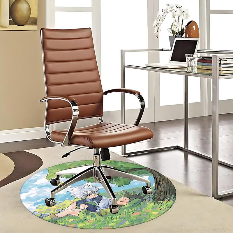 

1pc Anime Cartoon Design Round Carpet - Office Chair Mat, Non-Slip Rug for Home Decor, Living Room, Bedroom, Game Room & Dormitory Flooring (Hunter x 80cm by 80cm
