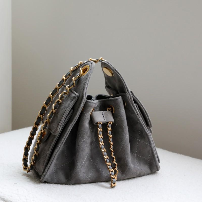 Mini-Umhängetasche mit gestepptem Design, weiches Wildleder, Kettenriemen, tägliche Pendler-Geldbörse für Damen