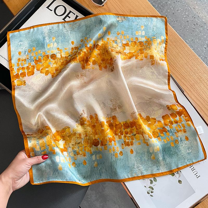 

2024 New 100% Real Silk Scarf Fashion Lady Small Neck Foulard Female Bandana Spring Design Scarves for Women Hijab Shawl Wraps Real Silk 53x53cm